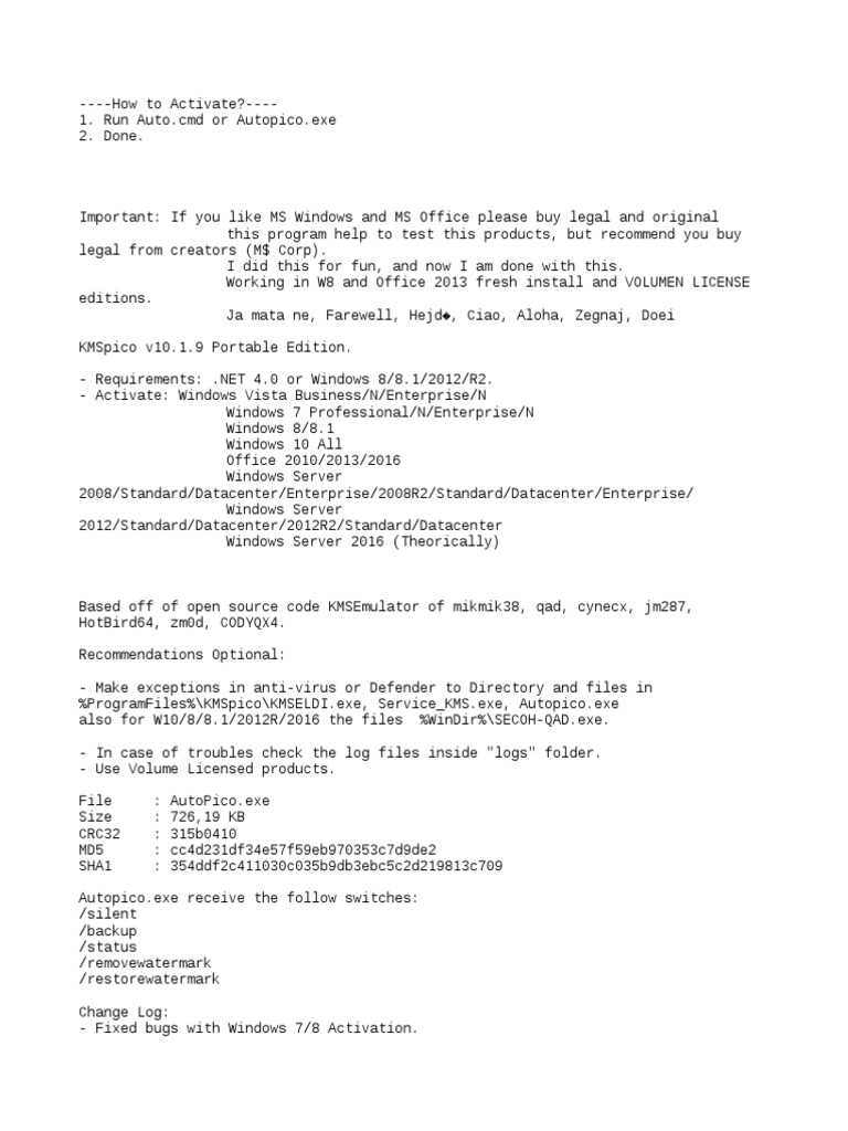 ReadMe KMSpico Portable | PDF | Microsoft Windows | Computing Platforms