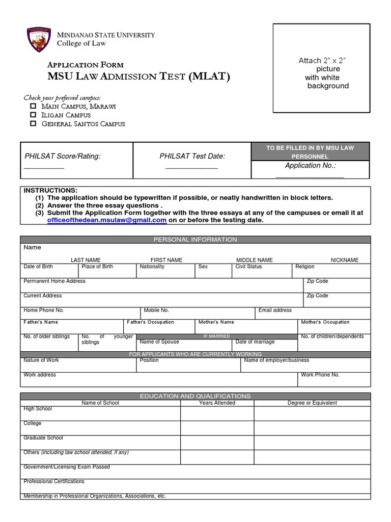 MSU Law Admission Test Application Guide | PDF | Law School ...