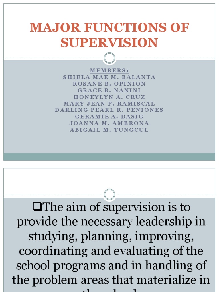 Major Functions of Educational Supervision | PDF | Evaluation | Leadership
