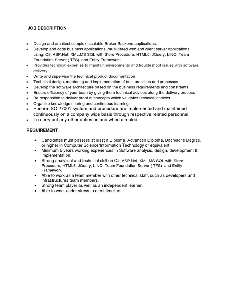 Senior Software Architect Role | PDF