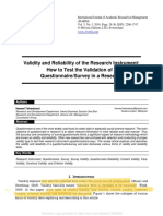 SSRN Electronic Journal Volume issue 2016 doi 102139_ssrn3205040 Taherdoost Hamed -- Validity and Reliability of the Research Instrument How to Test the Validation of a Questionnaire_Survey in.pdf