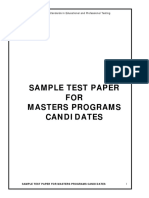 Sample Test Paper FOR Masters Programs Candidates: Building Standards in Educational and Professional Testing
