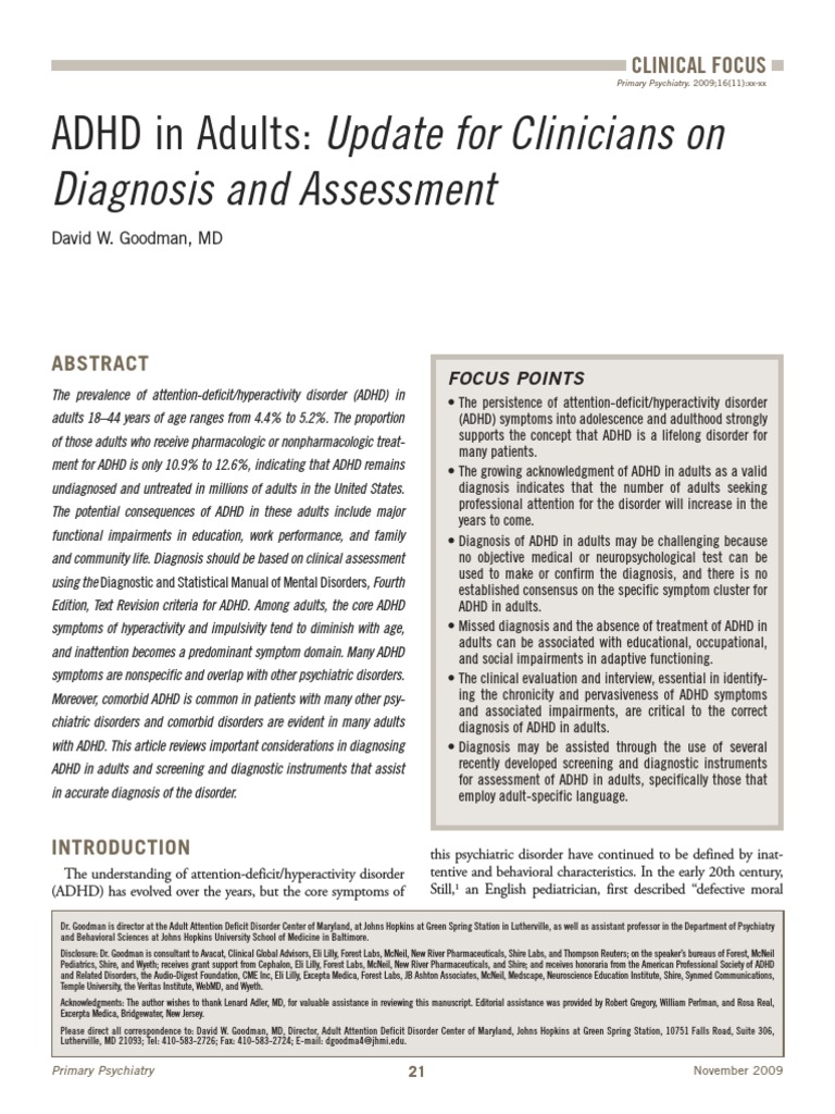 Adult ADHD Diagnosis and Assessment Guide | PDF | Attention Deficit ...