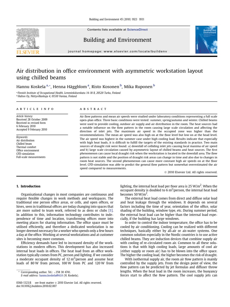 Air Distribution in Offices with Chilled Beams | PDF | Heat Transfer ...