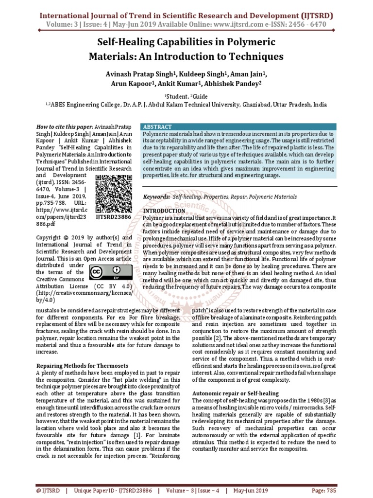 Self Healing Capabilities in Polymeric Materials An Introduction To ...
