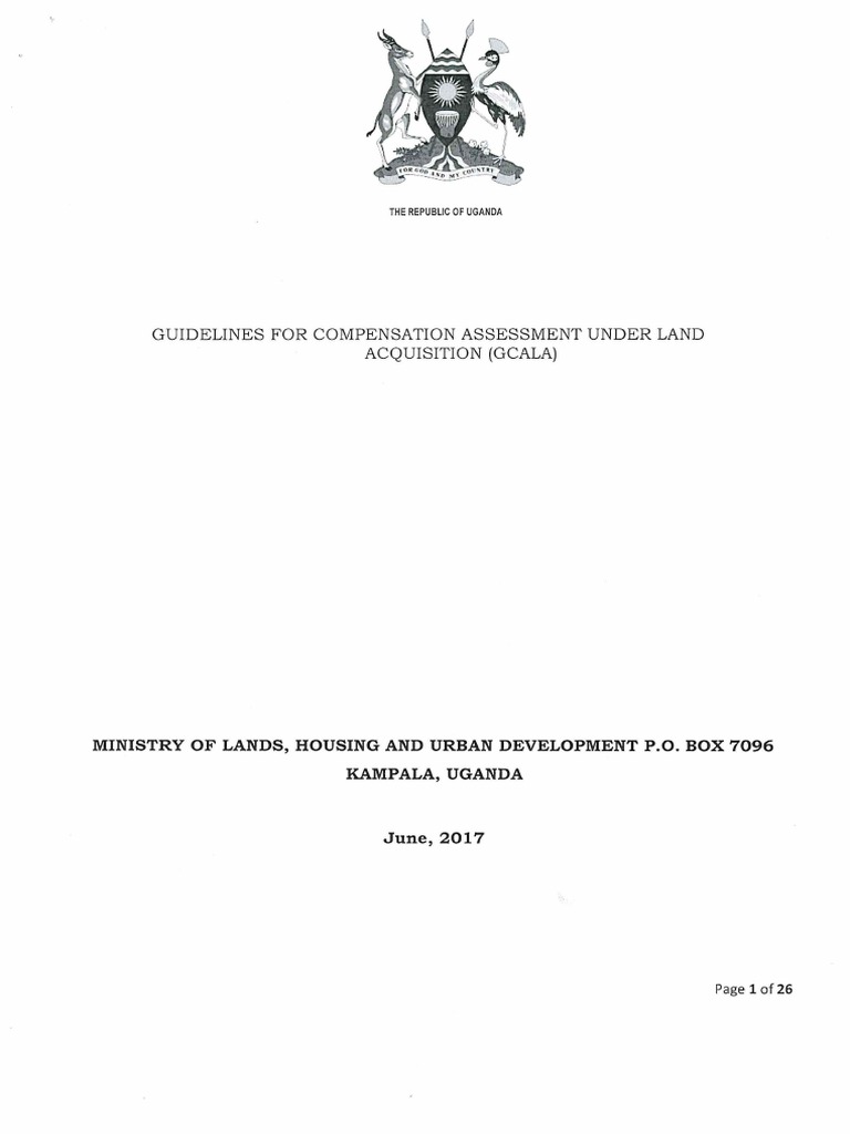 Guidelines For Compensation Assessment Under The Land Acquisition Act
