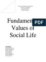 Fundamental Values of Social Life: Diocesan Catholic School System Diocese of San Pablo Liceo de Calauan Calauan, Laguna