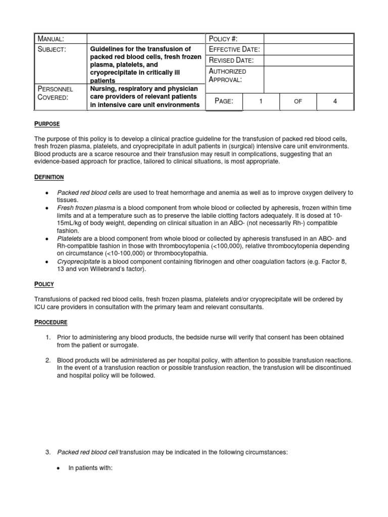 Transfusion Guidelines Hem | PDF | Blood Transfusion | Bleeding
