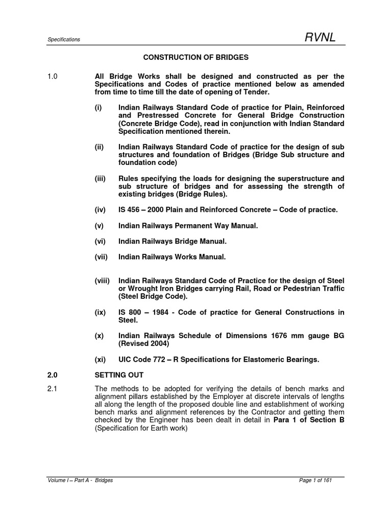 Bridge Construction Specifications RVNL | PDF | Welding | Construction