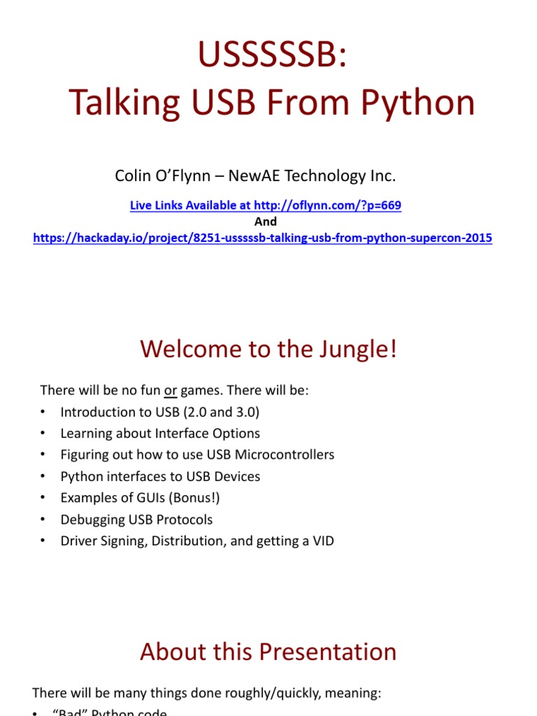 Navigating the Jungle An Introduction to Interfacing USB Devices with Python PDF Usb