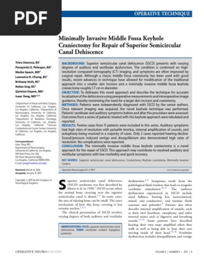 Minimally Invasive Middle Fossa Keyhole Craniectomy For Repair Of Superior Semicircular Canal Dehiscence Vertigo Ear