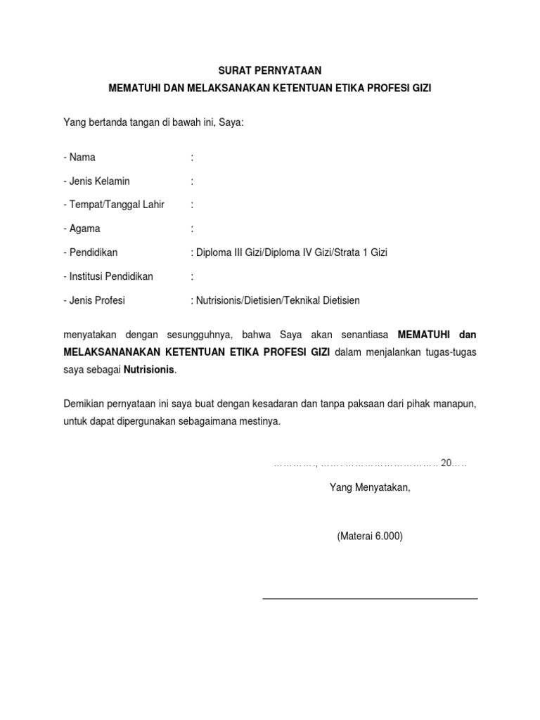 Contoh Surat Penberitahuan Etika Profesi