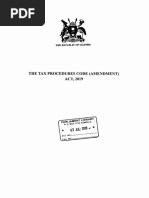 The Uganda Tax Procedures Code (Amendment) Act, 2019