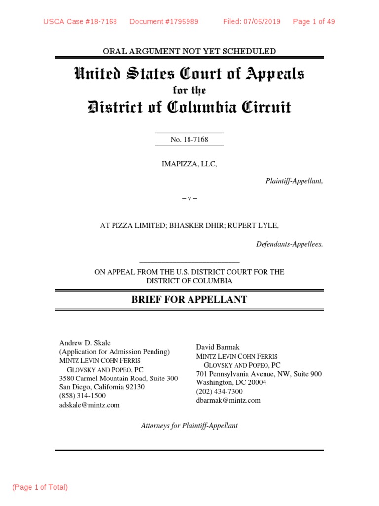 1795989 Appeal Brief Federal Rules Of Civil Procedure Copyright Law