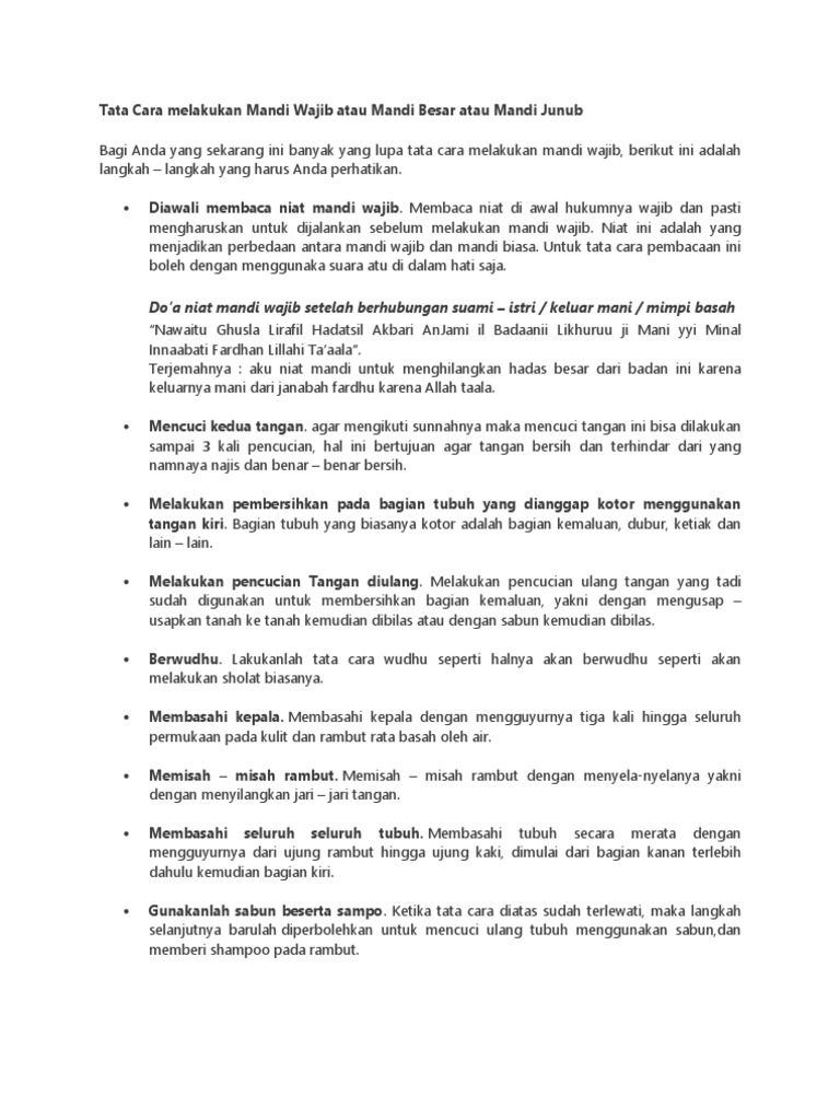 Do A Niat Mandi Wajib Setelah Berhubungan Suami Istri Keluar Mani Mimpi Basah