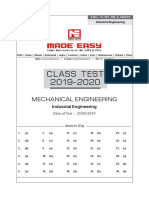 Class Test 2019-2020: Mechanical Engineering
