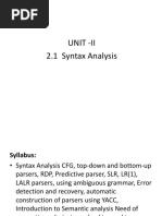 Unit - Ii 2.1 Syntax Analysis