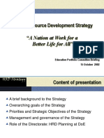 Human Resource Development Strategy: "A Nation at Work For A Better Life For All"