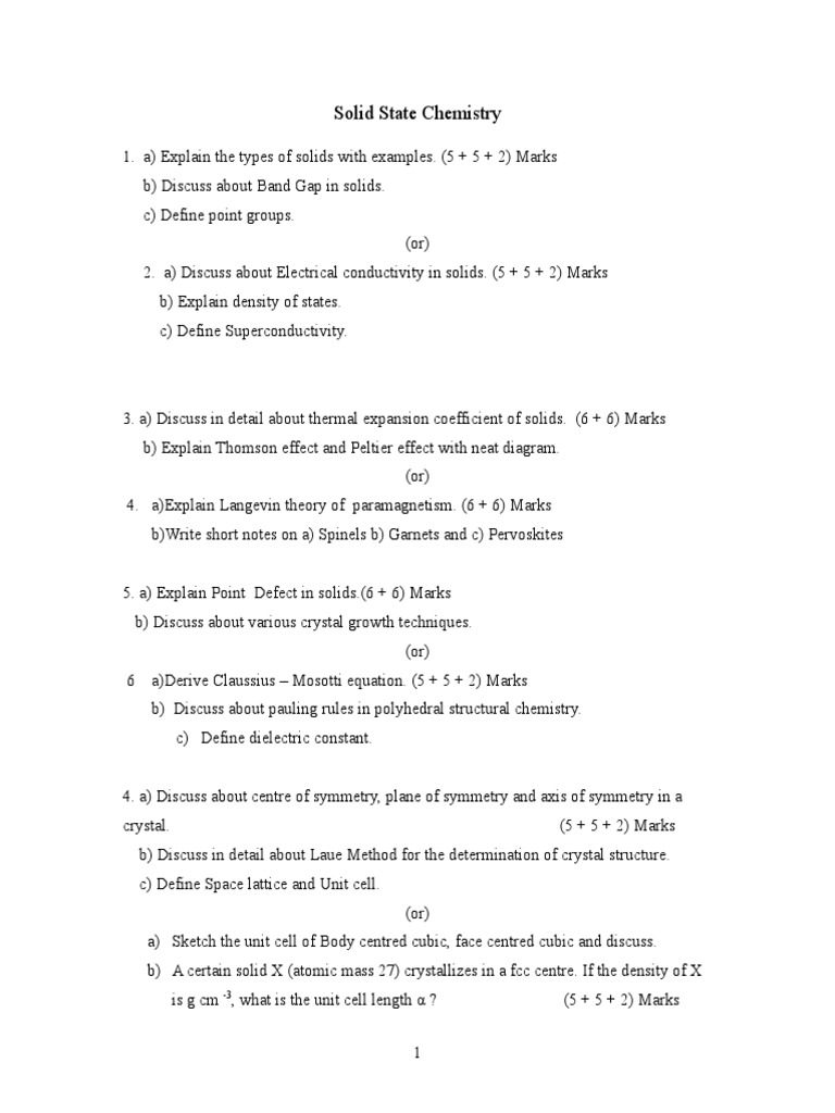 Solid State Chemistry Concepts Explained | PDF | Teaching Methods ...