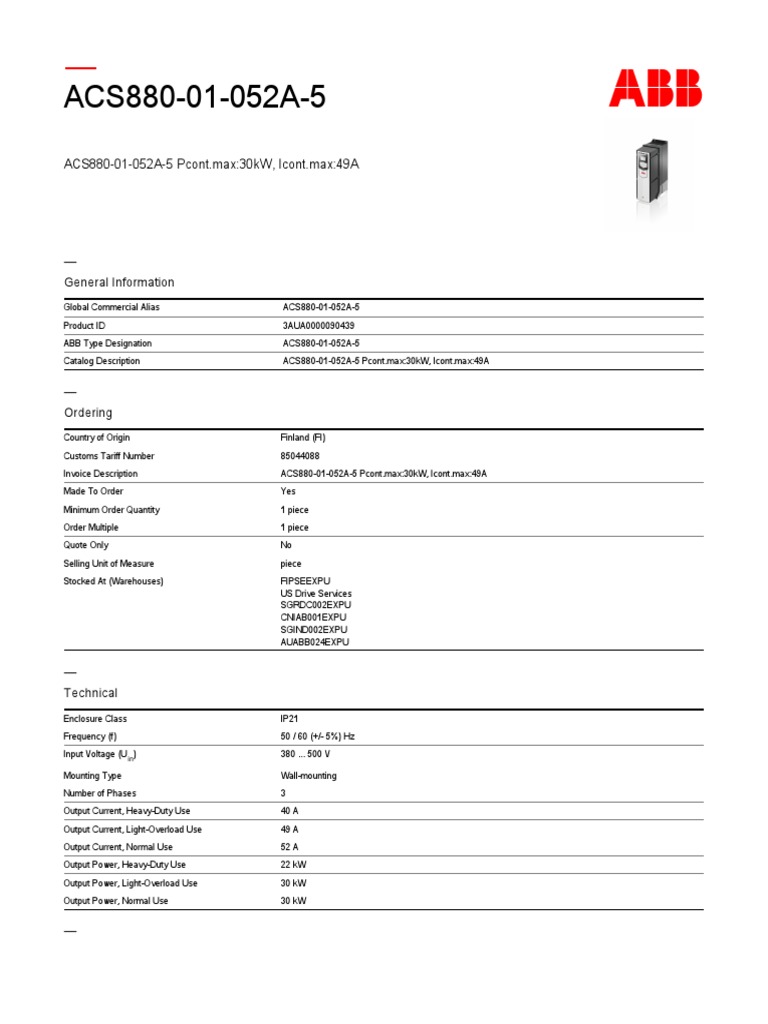 Industrial Drive Specs & Ordering | PDF
