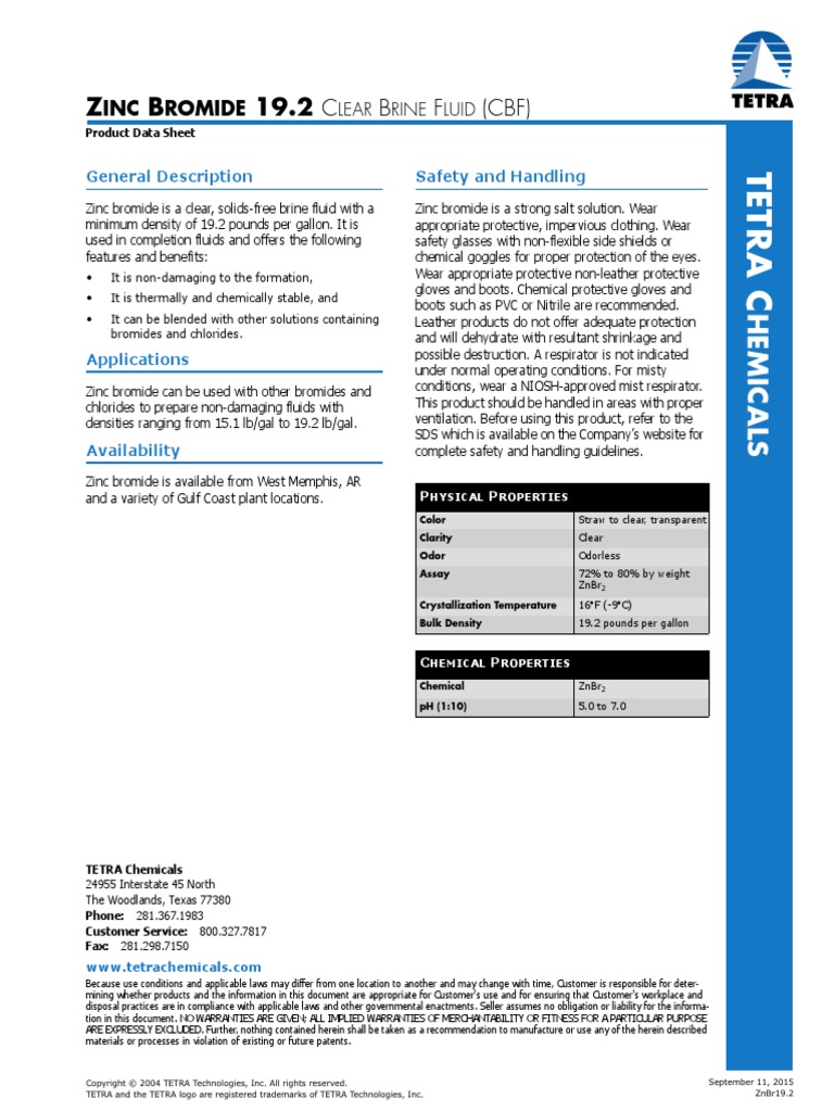 Zinc Bromide PDS PDF Zinc Chemistry