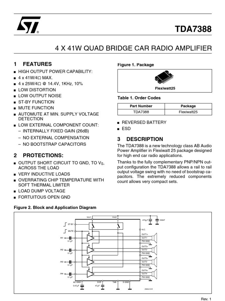 TDA7388 | PDF | Amplifier | Capacitor
