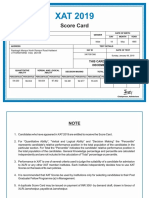 XAT 2019 Score Card