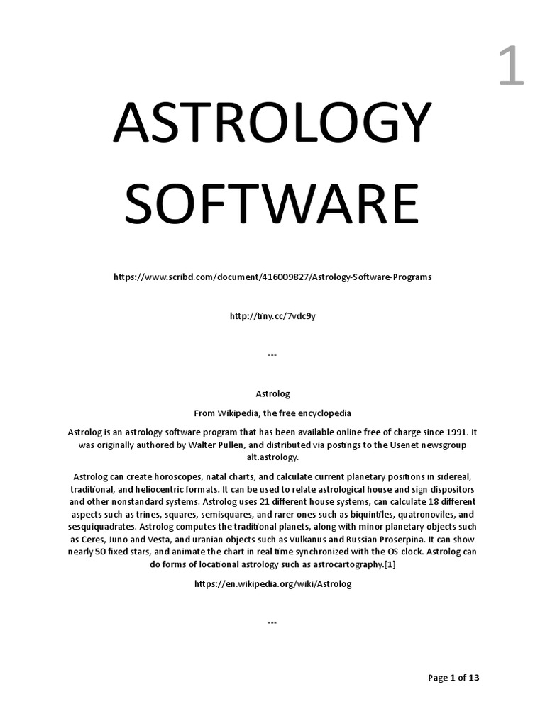 Astrology Software Programs PDF Horoscope Astrology