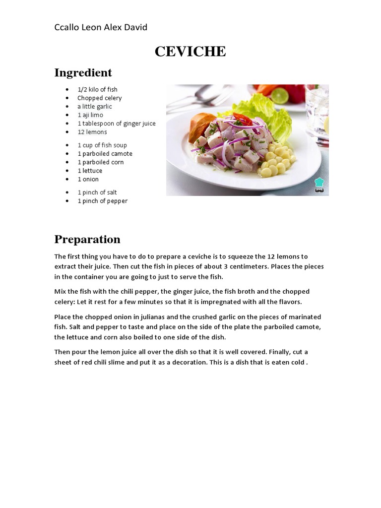 Ceviche | PDF | Cooking, Food & Wine | Home & Garden
