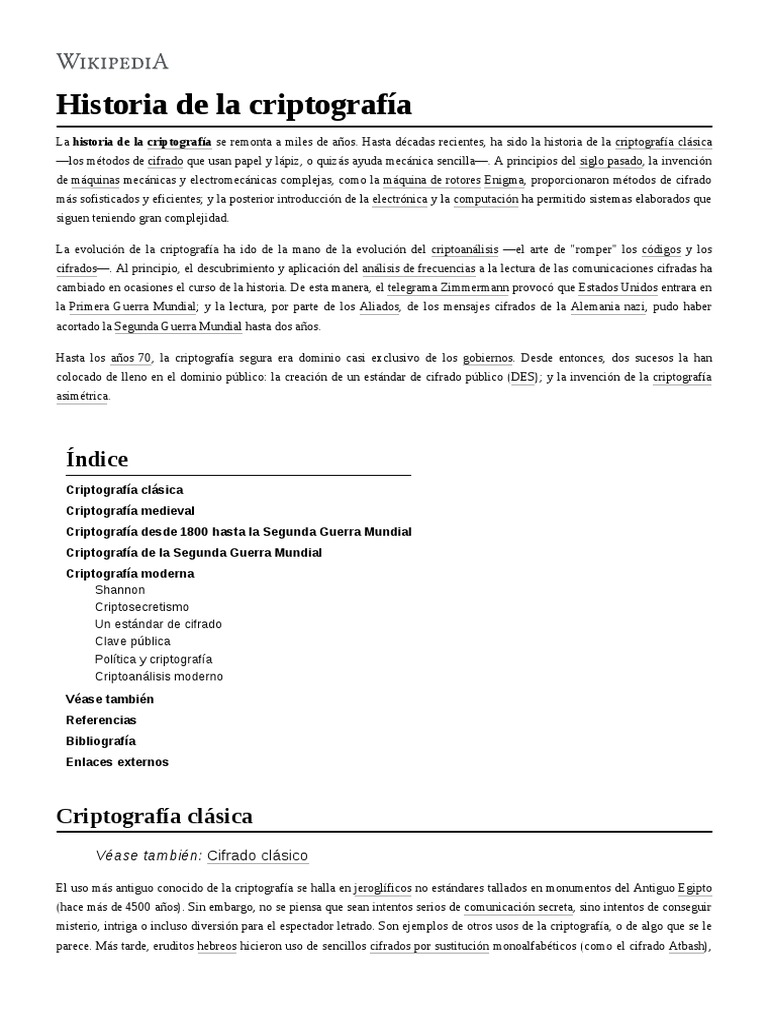 Historia de La Criptografía | PDF | Clave (criptografía) | Criptografía ...