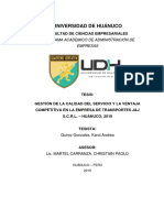 Gestión de La Calidad Del Servicio y La Ventaja Competitiva en La Empresa de Transporte J&J S.C.R.L - Huánuco 2019 - Karol Quiroz Gonzales