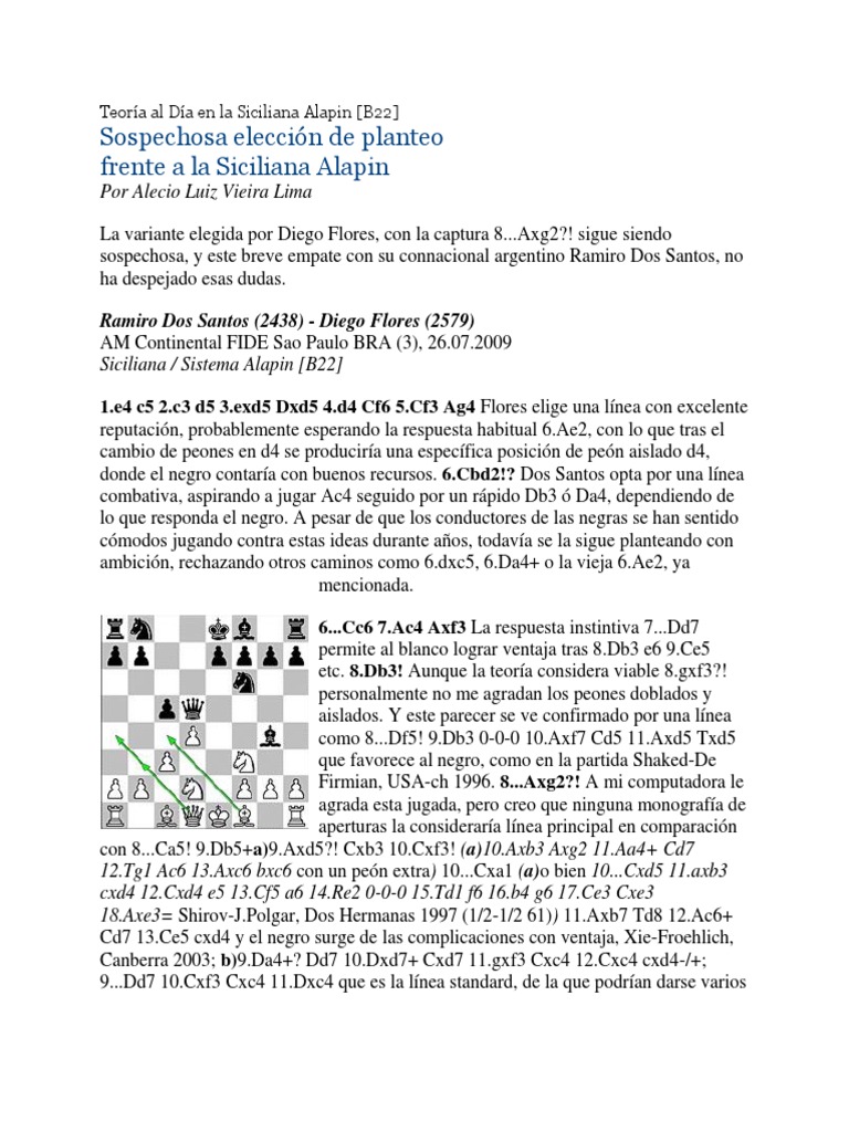 Teoría de la Siciliana Alapin | PDF | Ajedrez | Juegos de mesa