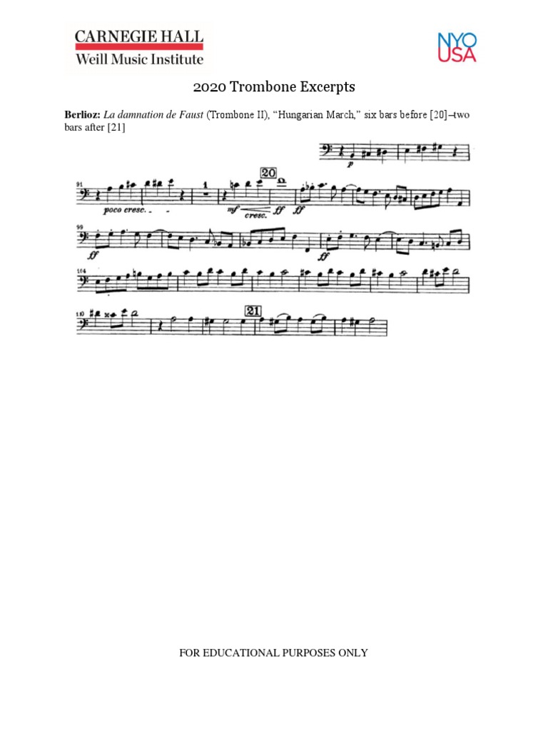 2020 Trombone Excerpts Berlioz La Damnation de Faust (Trombone II