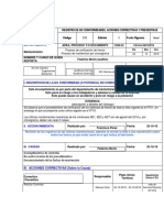 Registro de No Conformidades, Acciones Correctivas Y Preventivas Código Edición Fecha Vigencia