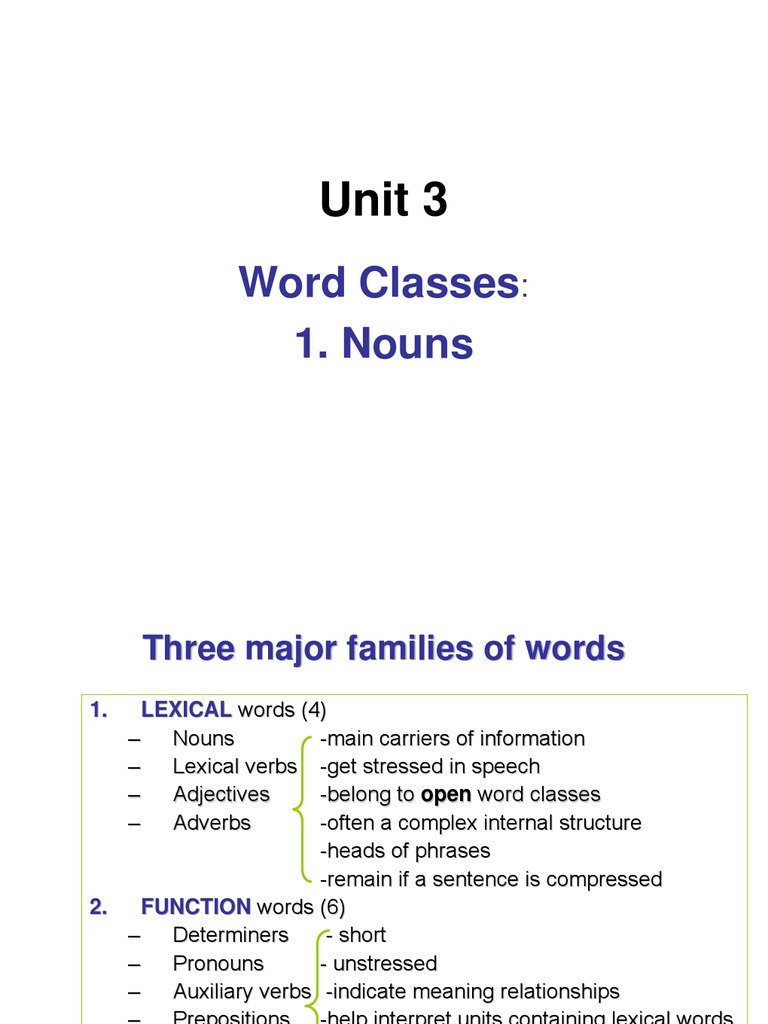 Understanding Word Classes: Nouns Explained | PDF | Morphology ...