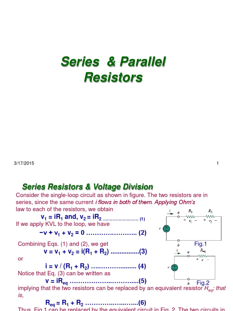 Identifying Series Resistors in Circuits | PDF | Series And Parallel ...