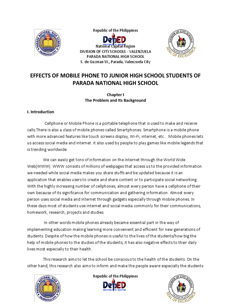 Mobile Phone Impact on Parada Students | PDF | Smartphone | Internet