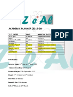 Academic Planner (201 9-20) : Vacations
