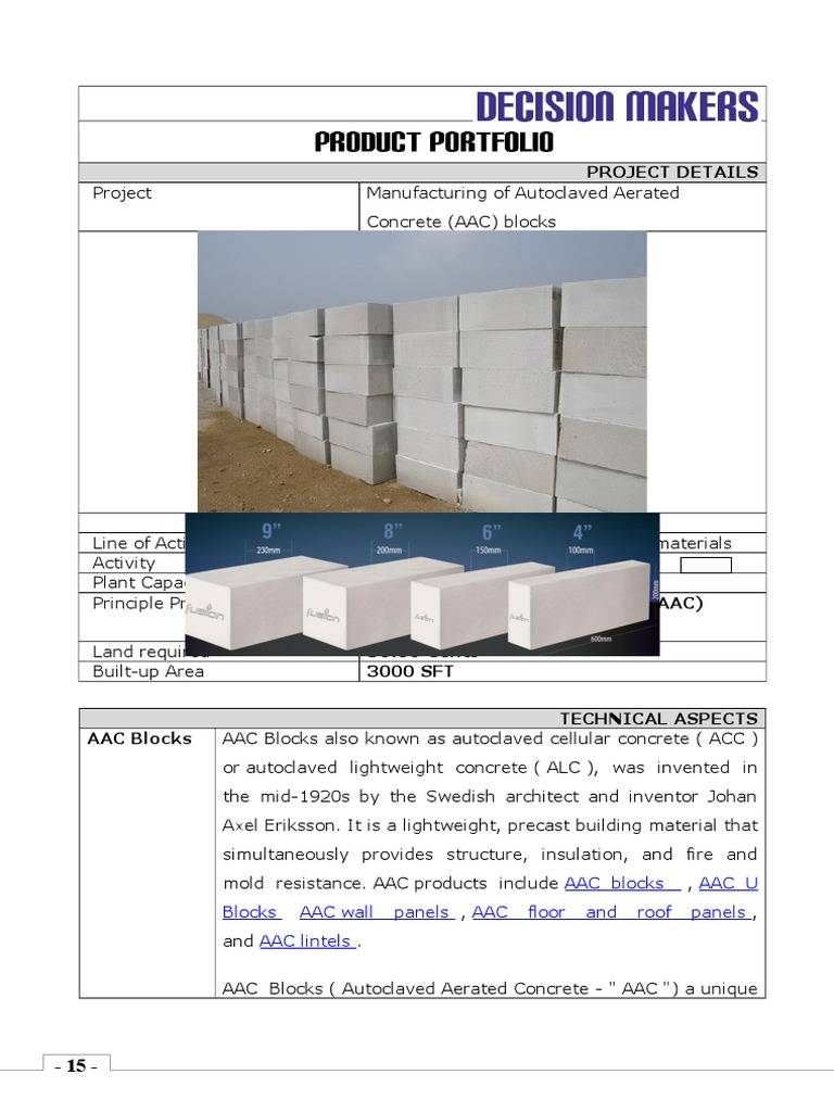 AAC Block Manufacturing Overview | PDF | Economic Sectors | Concrete