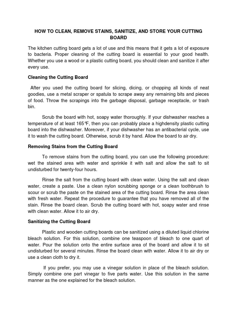 How To Clean, Remove Stains, Sanitize, and Store Your Cutting Board PDF Dishwasher Soil