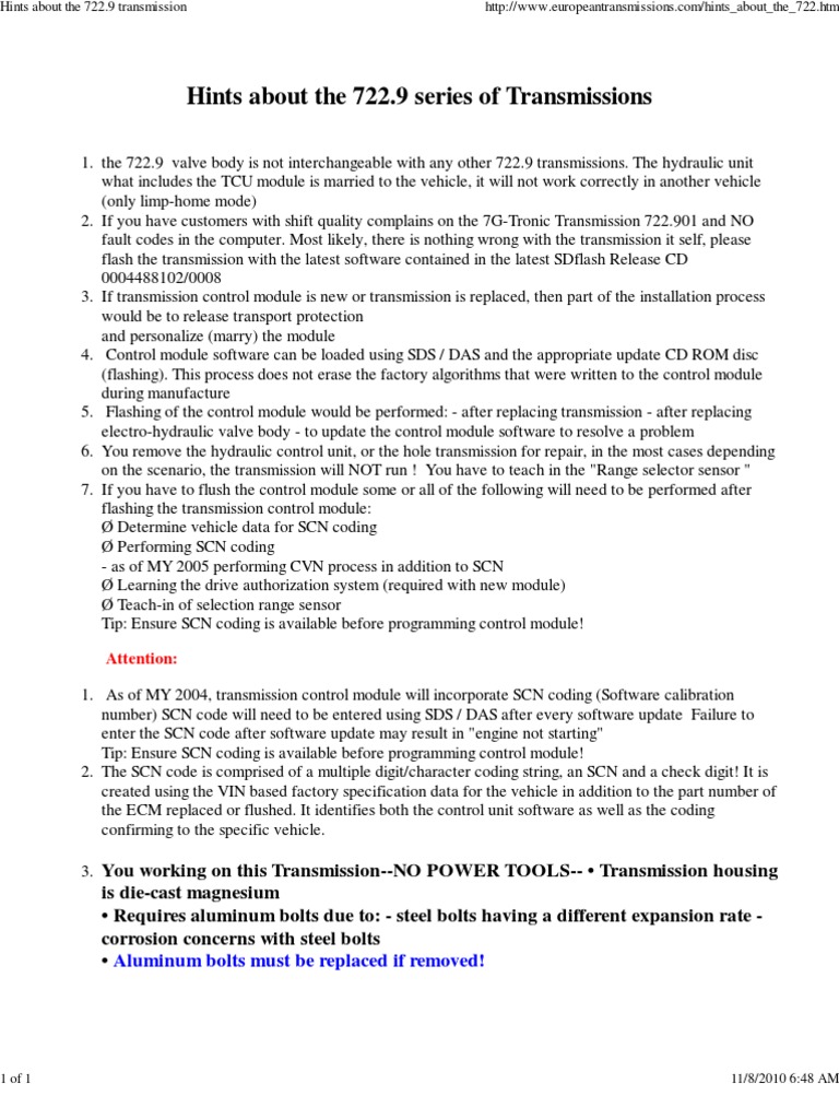 722.9 Transmission Programming Tips | PDF | Computing | Manufactured Goods