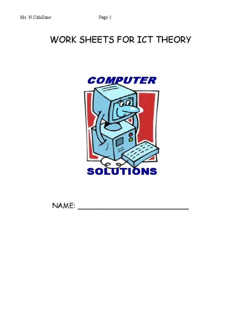 ICT Theory Worksheets for Students | PDF | Computer Monitor | Printer ...
