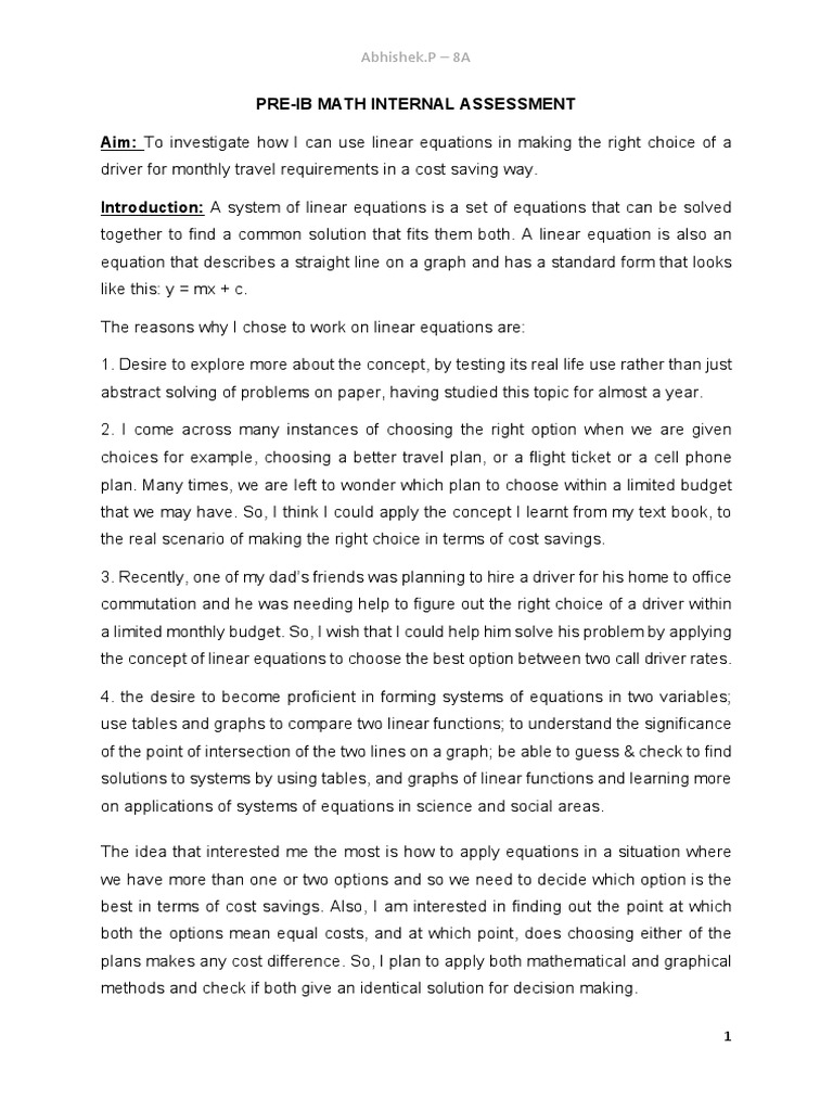 Linear Equations for Cost Savings in Travel | PDF | Line (Geometry ...