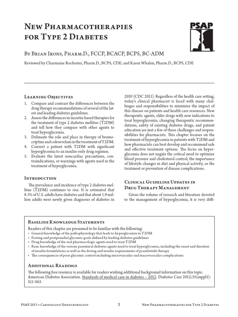 New Therapies for Type 2 Diabetes Management | PDF | Glycated ...