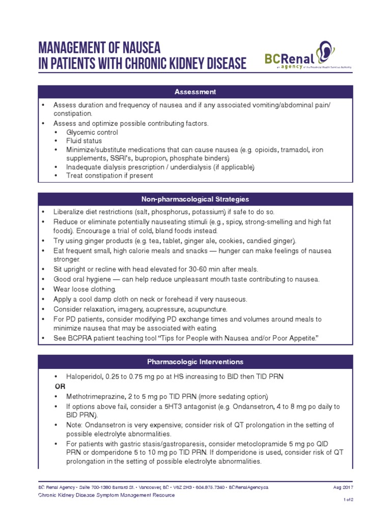 Nausea Management in CKD Patients | PDF | Nausea | Chronic Kidney Disease