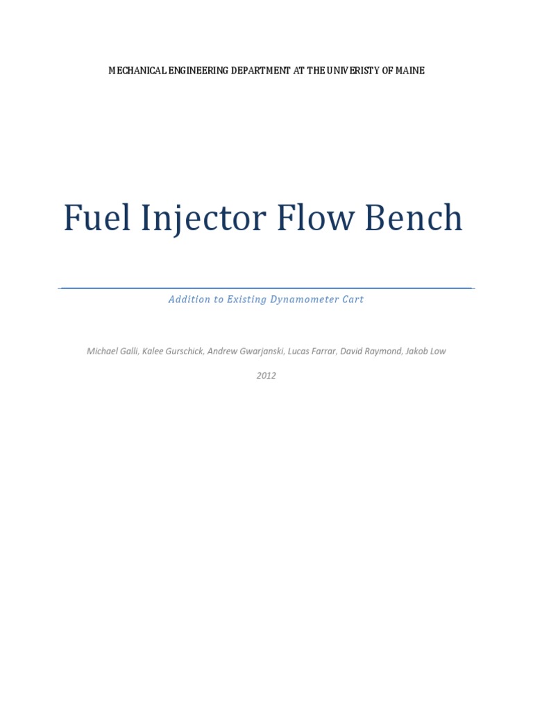 Fuel Injector FLow Bench Paper PDF Fuel Injection Horsepower