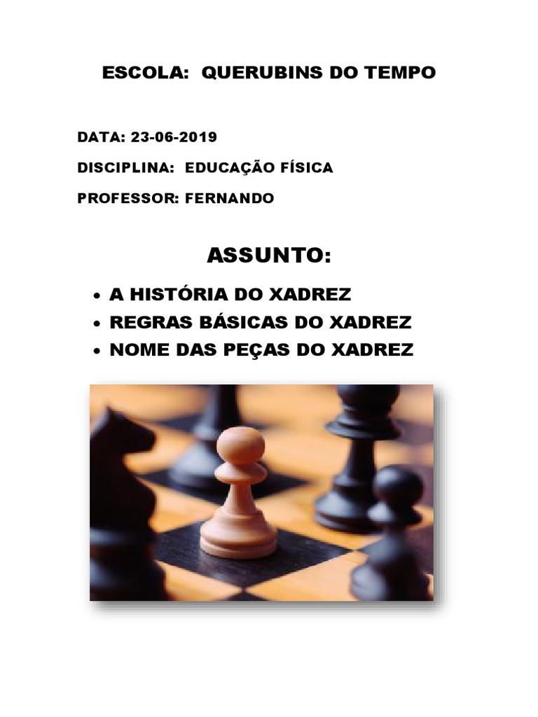 Trabalho Educação Fisica - Xadrez, PDF, Xadrez