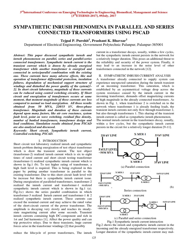 Sympathetic Inrush Current | PDF | Transformer | Series And Parallel ...
