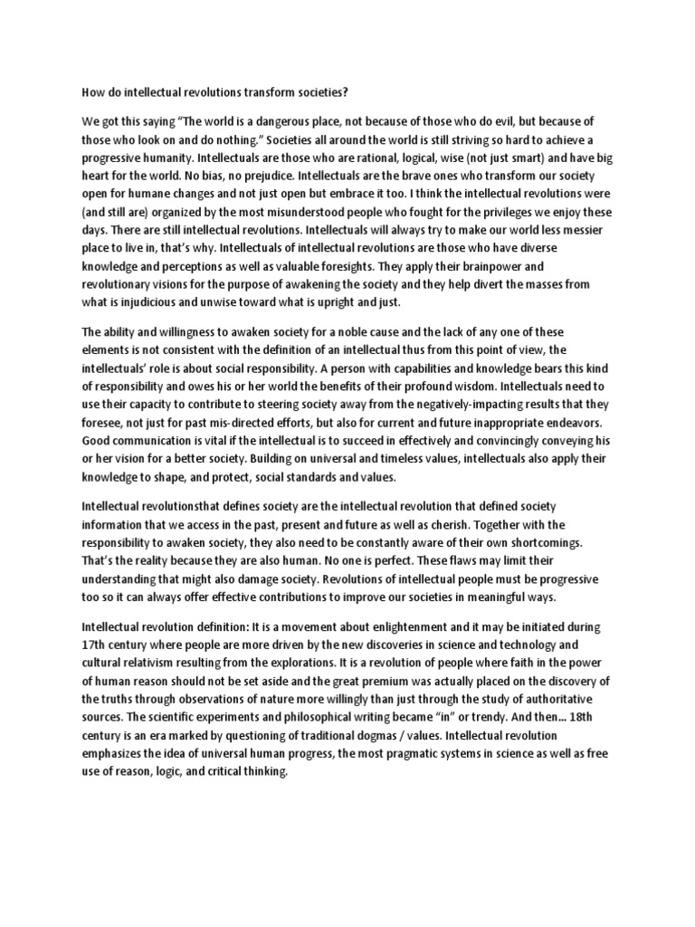 Transformative Power of Intellectual Revolutions | PDF | Intellectual ...