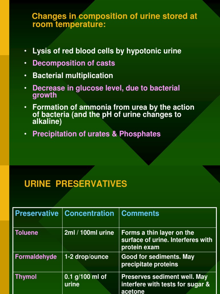 Changes in Composition of Urine Stored at Room Temperature PDF